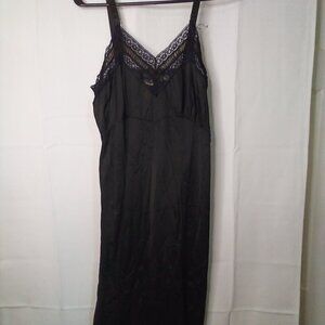 Carol Brent Lingerie Slip Women 36 Vintage Lace Satin Black